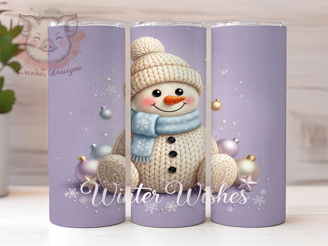 Pastel Yarn Snowman Christmas Tumbler, Faux Yarn Style, Winter Wishes, Christmas Wrap, Cozy Tumbler, 20oz Tumbler, Sublimation Print Sublimation Lara' s Designs 