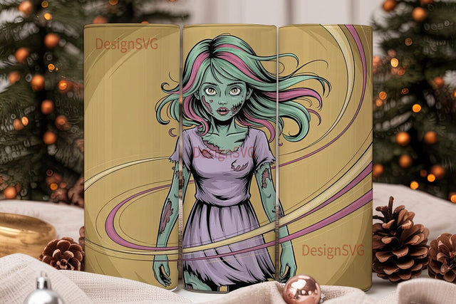 Pastel Zombie Girl 20oz Tumbler Wrap Sublimation DesignSVG 