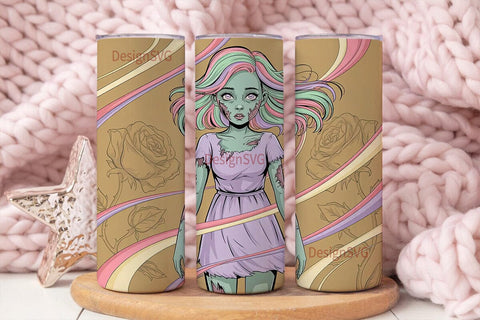 Pastel Zombie Girl 20oz Tumbler Wrap Sublimation DesignSVG 