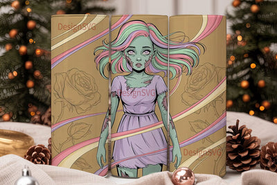 Pastel Zombie Girl 20oz Tumbler Wrap Sublimation DesignSVG 