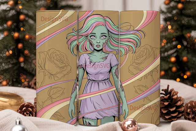 Pastel Zombie Girl 20oz Tumbler Wrap Sublimation DesignSVG 