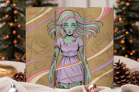 Pastel Zombie Girl 20oz Tumbler Wrap Sublimation DesignSVG 