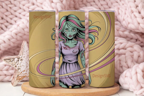 Pastel Zombie Girl 20oz Tumbler Wrap Sublimation DesignSVG 
