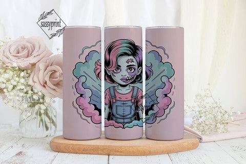 Pastel Zombie Girl 20oz Tumbler Wrap Sublimation sassyprint 