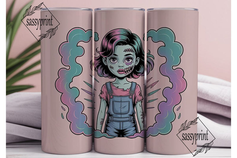 Pastel Zombie Girl 20oz Tumbler Wrap Sublimation sassyprint 