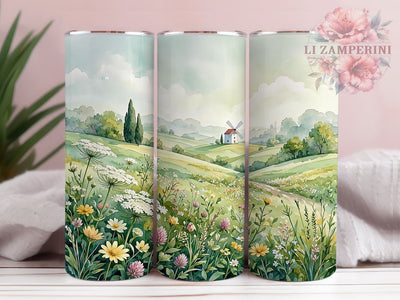 Pastoral Landscape Scene 20oz Tumbler, Pastoral Landscape, Countryside Scene, Rustic Theme, Sublimation Wrap, 20oz Tumbler, Cottagecore Aesthetic, Tranquil Charm Sublimation Li Zamperini 