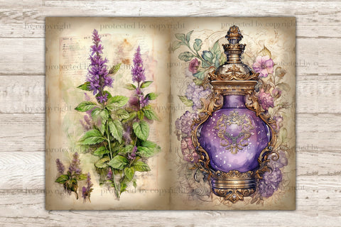 Patchouli Junk Journal Pages | Flowers Collage Sheet SVG GlamArtZhanna 