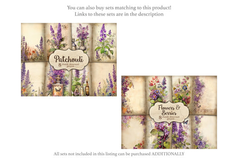 Patchouli Junk Journal Pages | Flowers Collage Sheet SVG GlamArtZhanna 