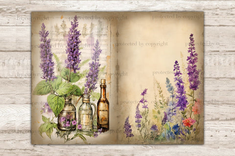 Patchouli Junk Journal Pages | Flowers Collage Sheet SVG GlamArtZhanna 