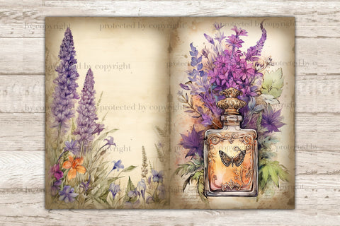 Patchouli Junk Journal Pages | Flowers Collage Sheet SVG GlamArtZhanna 