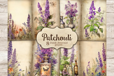 Patchouli Junk Journal Pages | Flowers Collage Sheet SVG GlamArtZhanna 