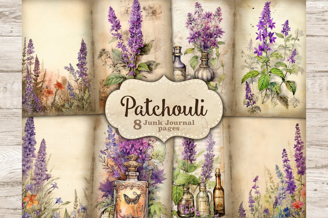 Patchouli Junk Journal Pages | Flowers Collage Sheet SVG GlamArtZhanna 