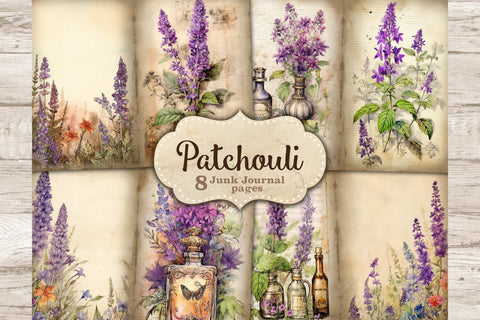 Patchouli Junk Journal Pages | Flowers Collage Sheet SVG GlamArtZhanna 