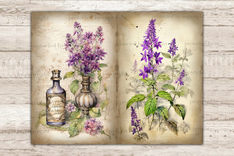 Patchouli Junk Journal Pages | Flowers Collage Sheet SVG GlamArtZhanna 