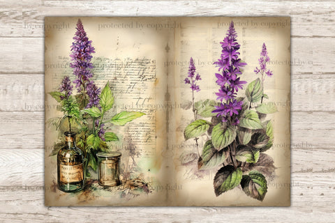 Patchouli Junk Journal Pages | Flowers Collage Sheet SVG GlamArtZhanna 