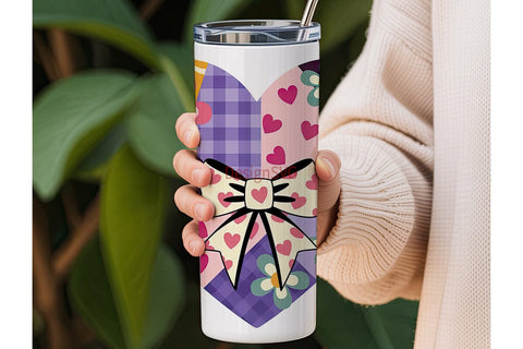 Patchwork Bows & Flowers 20oz Tumbler Sublimation DesignSVG 