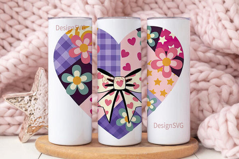 Patchwork Bows & Flowers 20oz Tumbler Sublimation DesignSVG 