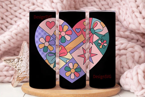 Patchwork Bows & Flowers 20oz Tumbler Sublimation DesignSVG 