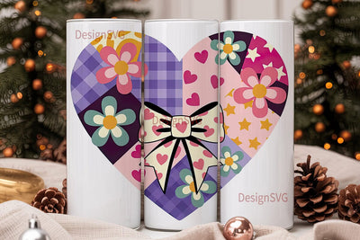 Patchwork Bows & Flowers 20oz Tumbler Sublimation DesignSVG 