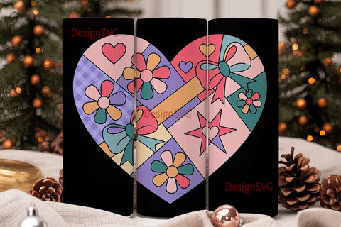 Patchwork Bows & Flowers 20oz Tumbler Sublimation DesignSVG 