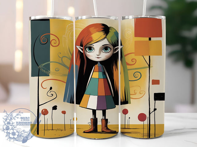 Patchwork Creepy Doll Halloween Tumbler, Psychedelic Halloween Wrap, Eerie Doll Sublimation, Creepy Doll Tumbler Design, Spooky Patchwork Cup, Gothic Halloween Drinkware, Colorful Horror Tumbler Sublimation ToriDesigns 