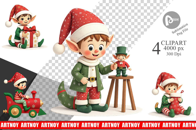 Patchwork Elf Clipart Sublimation artnoy 
