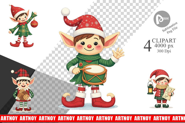 Patchwork Elf Clipart Sublimation artnoy 