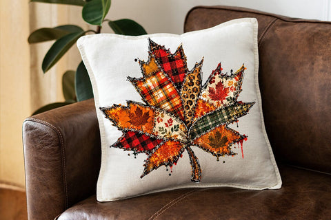 Patchwork Fall Leaf Sublimation PNG SVG DesignDestine 