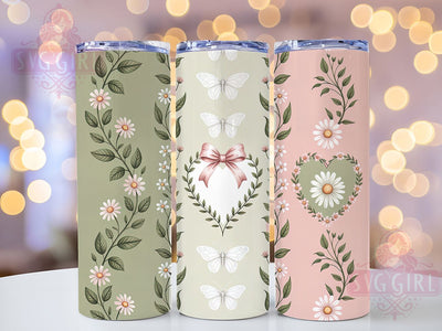 Patchwork Floral Heart Tumbler, Floral Pattern, Love Theme, Sublimation Art, 20oz Tumbler, Cute Wrap, Romantic Design Sublimation SvggirlplusArt 
