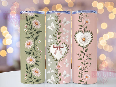 Patchwork Floral Heart Tumbler, Floral Pattern, Love Theme, Sublimation Art, 20oz Tumbler, Cute Wrap, Romantic Design Sublimation SvggirlplusArt 