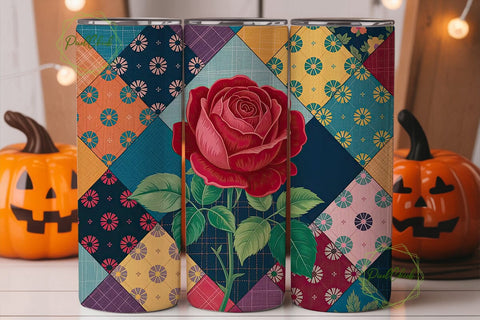 Patchwork Floral Tumbler Wrap Sublimation PixelChick 