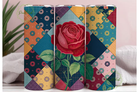 Patchwork Floral Tumbler Wrap Sublimation PixelChick 