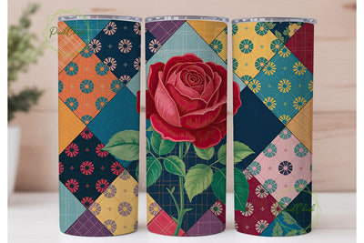 Patchwork Floral Tumbler Wrap Sublimation PixelChick 
