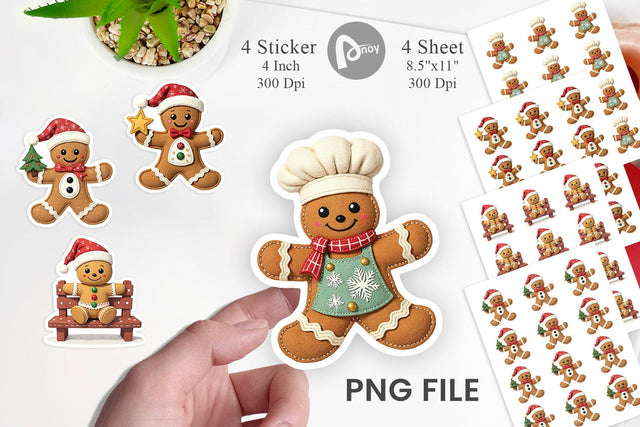 Patchwork Gingerbread Sticker Sublimation artnoy 