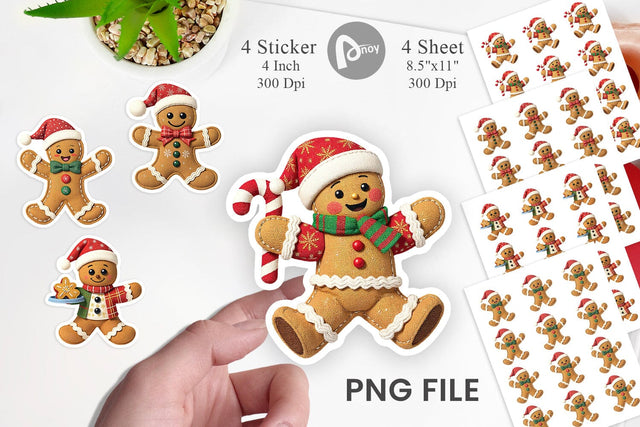 Patchwork Gingerbread Sticker Sublimation artnoy 