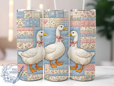 Patchwork Goose Quilt 20oz Tumbler Wrap, Patchwork Pattern, Goose Motif, Quilt Design, Rustic Style, Cozy Charm, Skinny Tumbler, Sublimation PNG Sublimation ToriDesigns 
