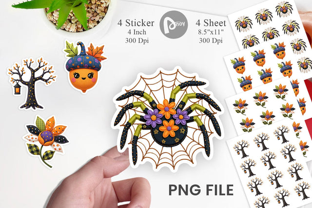 Patchwork Halloween Botanical Sticker Sublimation artnoy 