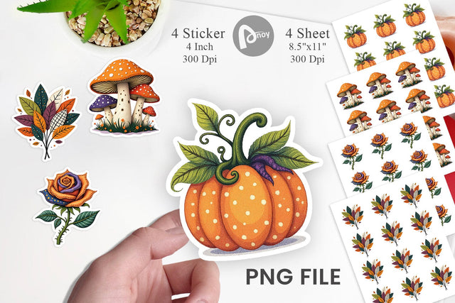 Patchwork Halloween Botanical Sticker Sublimation artnoy 