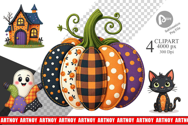 Patchwork Halloween Cuties Clipart Sublimation artnoy 