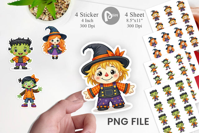 Patchwork Halloween Friends Sticker Sublimation artnoy 