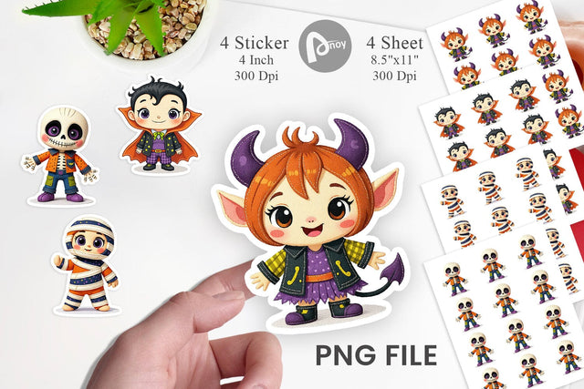 Patchwork Halloween Friends Sticker Sublimation artnoy 