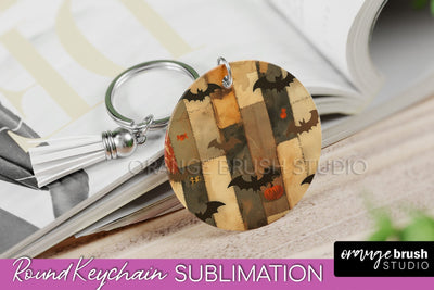 Patchwork Halloween Keychain - Ghost Keychain Sublimation Sublimation OrangeBrushStudio 