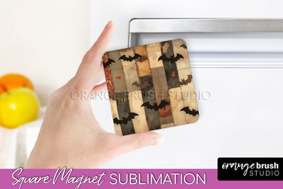 Patchwork Halloween Magnet Sublimation - Ghost Magnet PNG Sublimation OrangeBrushStudio 