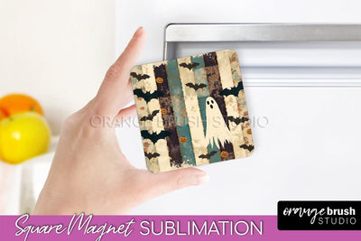 Patchwork Halloween Magnet Sublimation - Ghost Magnet PNG Sublimation OrangeBrushStudio 