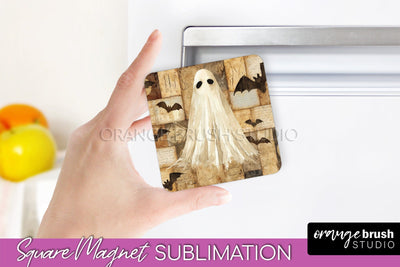 Patchwork Halloween Magnet Sublimation - Ghost Magnet PNG Sublimation OrangeBrushStudio 