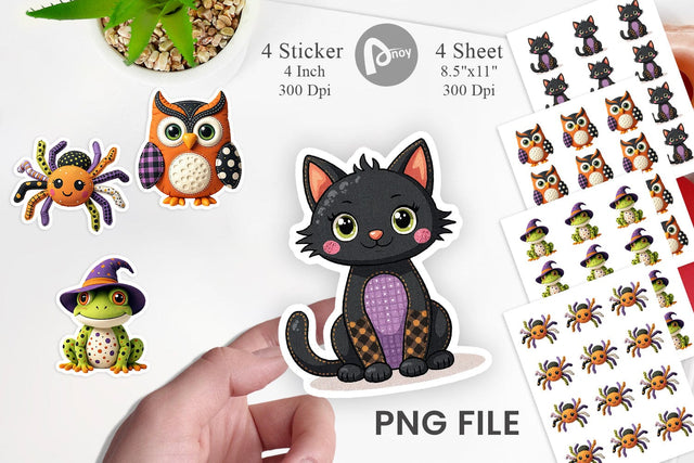 Patchwork Halloween Plushies Sticker Sublimation artnoy 