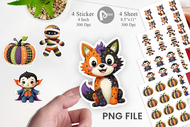 Patchwork Halloween Plushies Sticker Sublimation artnoy 