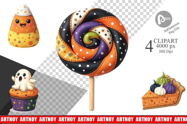 Patchwork Halloween Treats Clipart Sublimation artnoy 
