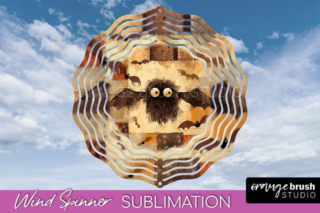 Patchwork Halloween Wind Spinner - Ghost Wind Spinner PNG Sublimation OrangeBrushStudio 