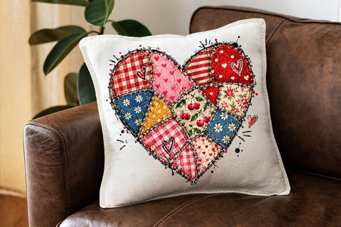 Patchwork Heart Sublimation PNG Design SVG DesignDestine 